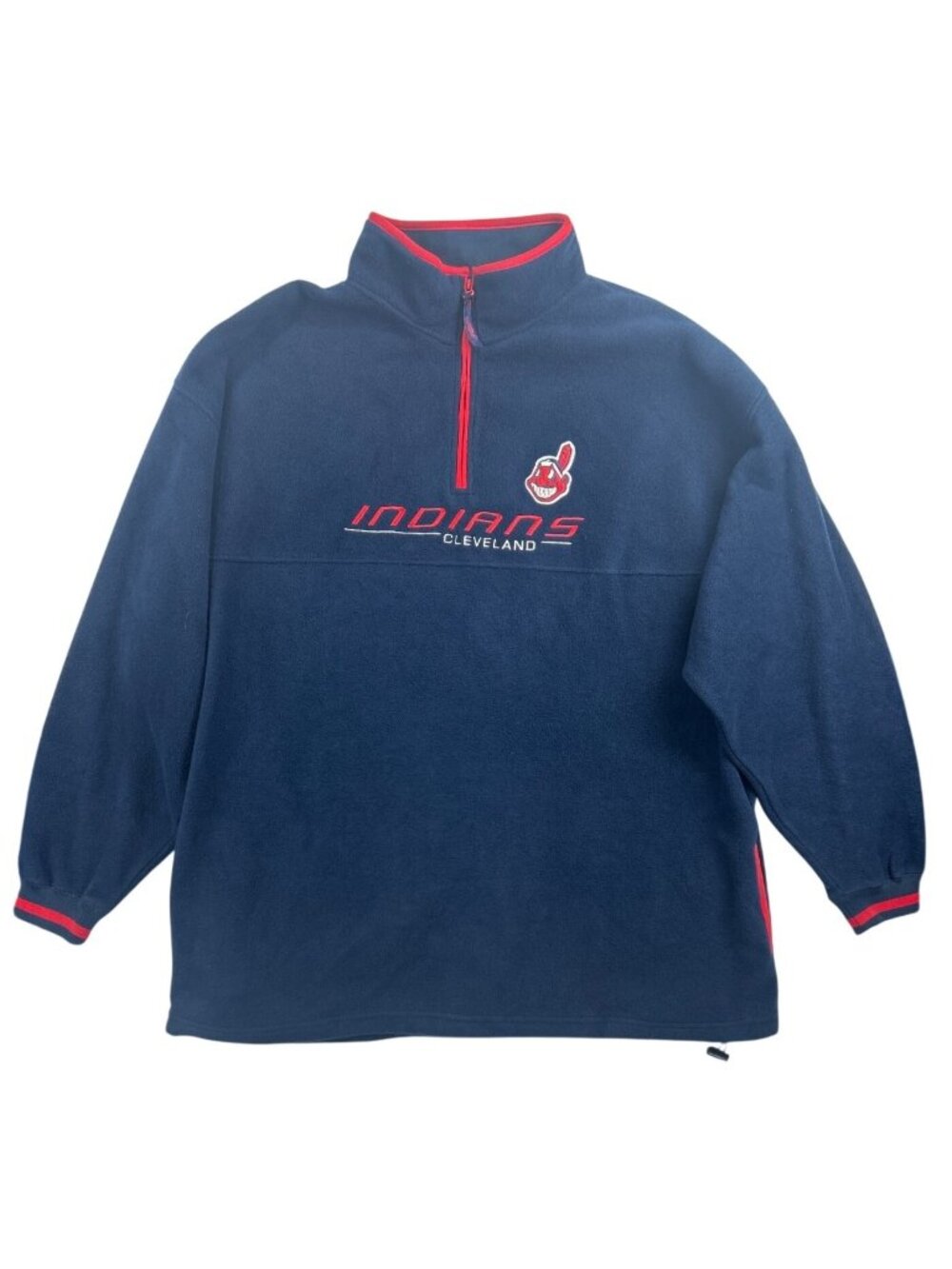 VTG Cleveland Indians Chief Wahoo 1/4 Zip Fleece Sweatshirt Pullover Men’s L